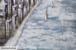 XXL Tableaux à L'huile 'Coastlined' | Pièce Unique Peinte à La Main 120x180cm -Magasin De Rénovation Domiciliaire kl01623 stadt kueste meer grau modern acryl gemaelde oel bild 0001 05