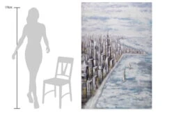 XXL Tableaux à L'huile 'Coastlined' | Pièce Unique Peinte à La Main 120x180cm -Magasin De Rénovation Domiciliaire kl01623 stadt kueste meer grau modern acryl gemaelde oel bild 0001 06