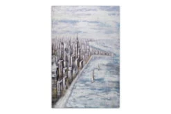 XXL Tableaux à L'huile 'Coastlined' | Pièce Unique Peinte à La Main 120x180cm -Magasin De Rénovation Domiciliaire kl01623 stadt kueste meer grau modern acryl gemaelde oel bild oelgemaelde 0001 11