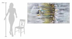 XXL Tableaux à L'huile 'Intense Illusions' | Pièce Unique Peinte à La Main 100x200cm -Magasin De Rénovation Domiciliaire kl01721 grau gelb abstrakt relief modern acryl gemaelde oel bild 0002 06