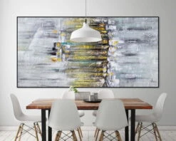 XXL Tableaux à L'huile 'Intense Illusions' | Pièce Unique Peinte à La Main 100x200cm -Magasin De Rénovation Domiciliaire kl01721 grau gelb abstrakt relief modern acryl gemaelde oel bild 0002 07