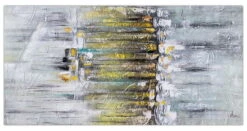 XXL Tableaux à L'huile 'Intense Illusions' | Pièce Unique Peinte à La Main 100x200cm -Magasin De Rénovation Domiciliaire kl01721 grau gelb abstrakt relief modern acryl gemaelde oel bild oelgemaelde 0002 11