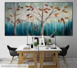 XXL Tableaux à L'huile 'Hokuspokus' | Pièce Unique Peinte à La Main 200x100cm -Magasin De Rénovation Domiciliaire kl01800 wald herbst baeume blaetter modern acryl gemaelde oel bild 0001 10