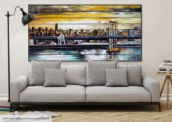 XXL Tableaux à L'huile 'Betörende Kulissen' | Pièce Unique Peinte à La Main 200x100cm 14 XXL Tableaux à L'huile 'Betörende Kulissen' | Pièce Unique Peinte à La Main 200x100cm -Magasin De Rénovation Domiciliaire kl02012 stadt skyline braun bruecke modern acryl gemaelde oel bild 0001 09