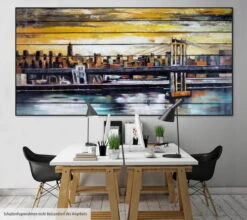 XXL Tableaux à L'huile 'Betörende Kulissen' | Pièce Unique Peinte à La Main 200x100cm 15 XXL Tableaux à L'huile 'Betörende Kulissen' | Pièce Unique Peinte à La Main 200x100cm -Magasin De Rénovation Domiciliaire kl02012 stadt skyline braun bruecke modern acryl gemaelde oel bild 0001 10