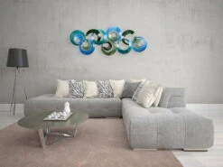 Sculpture Murale En Métal 'Memory Of Water' 105x41x4cm -Magasin De Rénovation Domiciliaire kl02033 abstrakt blau kreise metall skulptur plastik figur modern 04