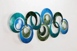 Sculpture Murale En Métal 'Memory Of Water' 105x41x4cm -Magasin De Rénovation Domiciliaire kl02033 abstrakt blau kreise metall skulptur plastik figur modern 05