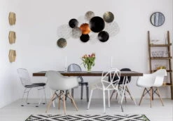 Sculpture Murale En Métal 'Galactic Space' 125x64x7cm 14 Sculpture Murale En Métal 'Galactic Space' 125x64x7cm -Magasin De Rénovation Domiciliaire kl02040 kreise blau rund metall skulptur plastik figur modern 04