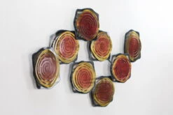 Sculpture Murale En Métal 'Lily Pads' 124x69x8cm -Magasin De Rénovation Domiciliaire kl02043 rund gelb bunt kreise metall skulptur plastik figur modern 05