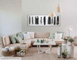 Tableau Peint à La Main 'Pistes Dans La Neige' 150x50cm | Avec Certificat D'authenticité -Magasin De Rénovation Domiciliaire kl02459 abstrakt weiss schwarz modern acryl gemaelde oel bild 07