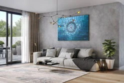XXL Tableaux à L'huile 'Tor Zur Zeit' | Pièce Unique Peinte à La Main 180x120cm -Magasin De Rénovation Domiciliaire kl02822 abstrakt kreis blau gruen blau gruen oel gemaelde oel bilder handgemalte unikate moderne kunst 0001 03