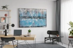 XXL Tableaux à L'huile 'Temps Enjoués' | Pièce Unique Peinte à La Main 180x120cm -Magasin De Rénovation Domiciliaire kl03093 abstrakt streifen blau oel gemaelde oel bilder handgemalte unikate moderne kunst 0001 07