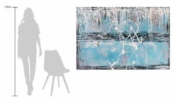 XXL Tableaux à L'huile 'Temps Enjoués' | Pièce Unique Peinte à La Main 180x120cm -Magasin De Rénovation Domiciliaire kl03093 abstrakt streifen blau oel gemaelde oel bilder handgemalte unikate moderne kunst 0001 08