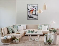 Tableau Peint à La Main 'Galerie Des Glaces' 80x120cm | Avec Certificat D'authenticité -Magasin De Rénovation Domiciliaire kl03285 abstrakt formen grau bunt acryl gemaelde acryl bilder leinwandbilder moderne kunst 03