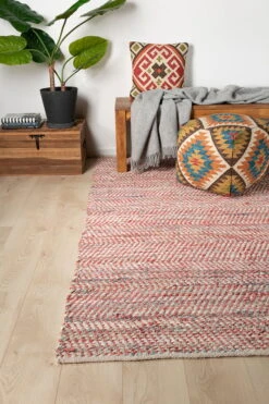 Tapis Fait à La Main 'Red Blossom' En 160x230cm -Magasin De Rénovation Domiciliaire kl03357 modern muster baumwolle rot modern teppich laeufer vorleger textilien 03