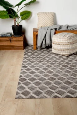 Tapis Fait à La Main 'Miroir Du Moi' En 160x230cm -Magasin De Rénovation Domiciliaire kl03376 rauten leinen wolle beige modern teppich laeufer vorleger textilien 03