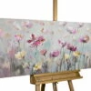 Tableau Peint à La Main 'Rêve Floral' 150x50cm | Avec Certificat D'authenticité -Magasin De Rénovation Domiciliaire kl03717 wiese blumen rosa gelb acryl gemaelde acryl bilder leinwandbilder moderne kunst 01