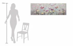 Tableau Peint à La Main 'Rêve Floral' 150x50cm | Avec Certificat D'authenticité -Magasin De Rénovation Domiciliaire kl03717 wiese blumen rosa gelb acryl gemaelde acryl bilder leinwandbilder moderne kunst 07