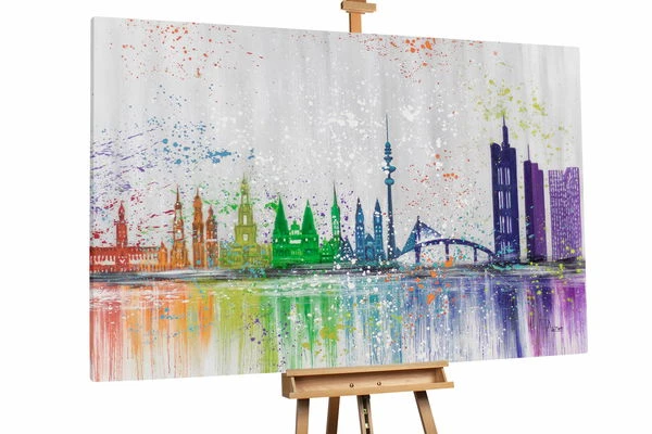 XXL Tableaux à L'huile 'Pulsating Metropolis' | Pièce Unique Peinte à La Main 180x120cm 3 XXL Tableaux à L'huile 'Pulsating Metropolis' | Pièce Unique Peinte à La Main 180x120cm