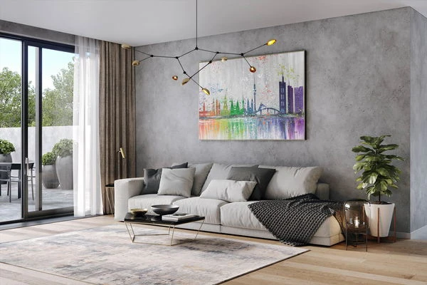 XXL Tableaux à L'huile 'Pulsating Metropolis' | Pièce Unique Peinte à La Main 180x120cm 5 XXL Tableaux à L'huile 'Pulsating Metropolis' | Pièce Unique Peinte à La Main 180x120cm – Image 3