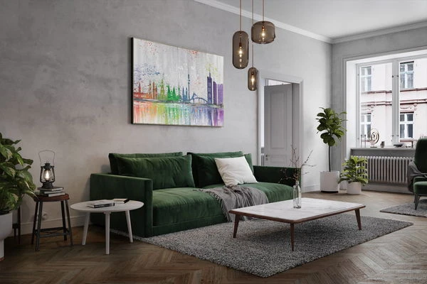 XXL Tableaux à L'huile 'Pulsating Metropolis' | Pièce Unique Peinte à La Main 180x120cm 7 XXL Tableaux à L'huile 'Pulsating Metropolis' | Pièce Unique Peinte à La Main 180x120cm – Image 5