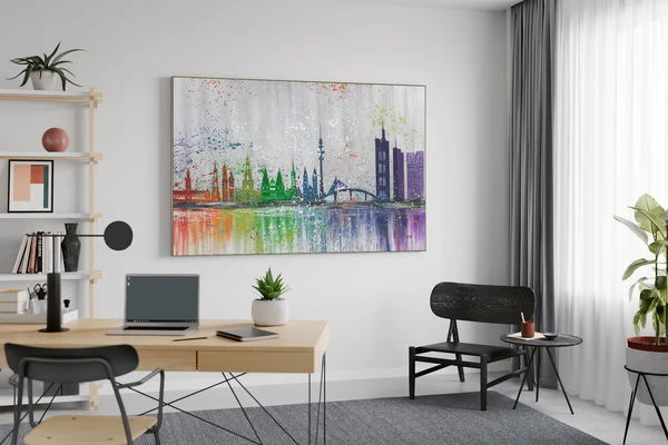 XXL Tableaux à L'huile 'Pulsating Metropolis' | Pièce Unique Peinte à La Main 180x120cm 9 XXL Tableaux à L'huile 'Pulsating Metropolis' | Pièce Unique Peinte à La Main 180x120cm – Image 7