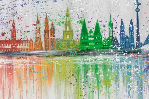 XXL Tableaux à L'huile 'Pulsating Metropolis' | Pièce Unique Peinte à La Main 180x120cm 11 XXL Tableaux à L'huile 'Pulsating Metropolis' | Pièce Unique Peinte à La Main 180x120cm – Image 9