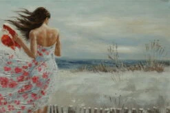 Tableau Peint à La Main 'Wind's Embrace' 100x70cm | Avec Certificat D'authenticité -Magasin De Rénovation Domiciliaire kl05461 frau weiss braun acryl gemaelde acryl bilder leinwandbilder moderne kunst 10