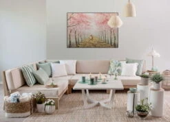 Tableau Peint à La Main 'The Most Beautiful Feeling' 100x70cm | Avec Certificat D'authenticité -Magasin De Rénovation Domiciliaire kl05463 liebespaar rosa braun acryl gemaelde acryl bilder leinwandbilder moderne kunst 03