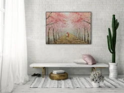 Tableau Peint à La Main 'The Most Beautiful Feeling' 100x70cm | Avec Certificat D'authenticité -Magasin De Rénovation Domiciliaire kl05463 liebespaar rosa braun acryl gemaelde acryl bilder leinwandbilder moderne kunst 04