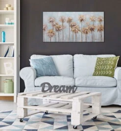 Tableau Peint à La Main 'Morning In The Tropics' 120x60cm | Avec Certificat D'authenticité -Magasin De Rénovation Domiciliaire kl05481 natur dschungel blau braun acryl gemaelde acryl bilder leinwandbilder moderne kunst 05