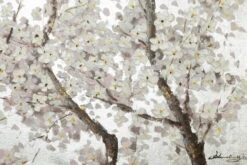 Tableau Peint à La Main 'Pearls In Bloom' 120x60cm | Avec Certificat D'authenticité -Magasin De Rénovation Domiciliaire kl05489 blumen blueten weiss grau acryl gemaelde acryl bilder leinwandbilder moderne kunst 02