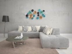 Sculpture Murale En Métal 'Frosty Field' 157x70x8cm -Magasin De Rénovation Domiciliaire kl05549 baeume blau gold wanddeko metall wandskulptur wandbilder aus metall 04