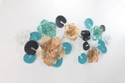 Sculpture Murale En Métal 'Frosty Field' 157x70x8cm -Magasin De Rénovation Domiciliaire kl05549 baeume blau gold wanddeko metall wandskulptur wandbilder aus metall 05