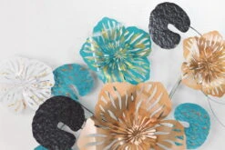 Sculpture Murale En Métal 'Frosty Field' 157x70x8cm -Magasin De Rénovation Domiciliaire kl05549 baeume blau gold wanddeko metall wandskulptur wandbilder aus metall 06