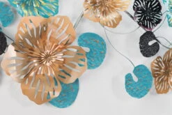 Sculpture Murale En Métal 'Frosty Field' 157x70x8cm -Magasin De Rénovation Domiciliaire kl05549 baeume blau gold wanddeko metall wandskulptur wandbilder aus metall 09