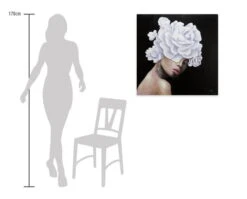 Tableau Peint à La Main 'Queen Of Roses' 80x80cm | Avec Certificat D'authenticité -Magasin De Rénovation Domiciliaire kl06174 frau schwarz weiss acryl gemaelde acryl bilder leinwandbilder moderne kunst 07