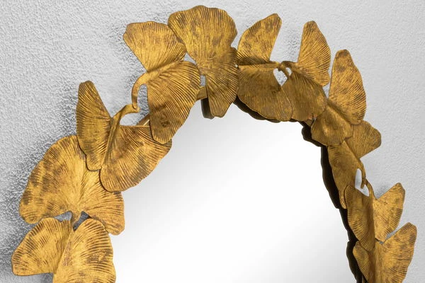 Miroir Mural En Métal 'Ginkgo Wreath' 80x80x5cm 8 Miroir Mural En Métal 'Ginkgo Wreath' 80x80x5cm – Image 6
