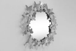 Miroir Mural En Métal 'Butterfly Flight' 63x63x4cm -Magasin De Rénovation Domiciliaire kl06243 schmetterlinge wandspiegel silber wandspiegel spiegel metall deko spiegel 05