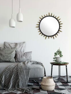 Miroir Mural En Métal 'Spitting Image' 52x52x7,5cm -Magasin De Rénovation Domiciliaire kl06257 abstrakt wandspiegel zacken gold wandspiegel spiegel metall deko spiegel 03