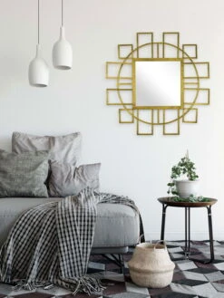 Miroir Mural En Métal 'Fast Forward' 89x89x2,5cm -Magasin De Rénovation Domiciliaire kl06262 wandspiegel formen kreis gold wandspiegel spiegel metall deko spiegel 03