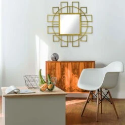 Miroir Mural En Métal 'Fast Forward' 89x89x2,5cm -Magasin De Rénovation Domiciliaire kl06262 wandspiegel formen kreis gold wandspiegel spiegel metall deko spiegel 04