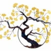 Sculpture Murale En Métal 'Ginkgo Dream' 127x77x6cm -Magasin De Rénovation Domiciliaire kl06820 baeume gold wanddeko metall wandskulptur wandbilder aus metall 01