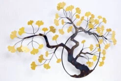 Sculpture Murale En Métal 'Ginkgo Dream' 127x77x6cm -Magasin De Rénovation Domiciliaire kl06820 baeume gold wanddeko metall wandskulptur wandbilder aus metall 05
