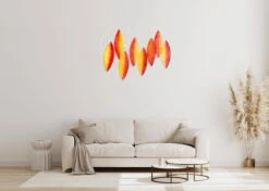 Sculpture Murale En Métal 'Leaf Dream In Orange' 117x82x8cm -Magasin De Rénovation Domiciliaire kl06825 abstrakte skulpturen orange wanddeko metall wandskulptur wandbilder aus metall 02