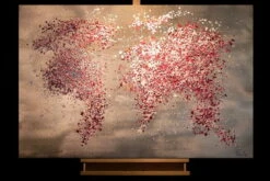 Tableau Peint à La Main 'Blossoming World' 120x80cm | Avec Certificat D'authenticité -Magasin De Rénovation Domiciliaire kl07011 weltkarte rosa gold acryl gemaelde acryl bilder leinwandbilder moderne kunst 06