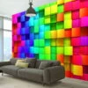 Papier Peint 'Colourful Cubes' 2 Papier Peint 'Colourful Cubes' -Magasin De Rénovation Domiciliaire kl11625 3d fototapeten bunt tapete wandtapete designtapete 3d tapete fototapete 01