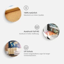 Tableau En Liège 'Ink Oceans' -Magasin De Rénovation Domiciliaire kl22455 pinnwand bilder blau beige pinwannd bild weltkarte pinnwand korkbild weltkarte kork 03