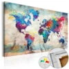 Tableau En Liège 'World Map: Colourful Madness' -Magasin De Rénovation Domiciliaire kl22625 pinnwand bilder bunt pinwannd bild weltkarte pinnwand korkbild weltkarte kork 01