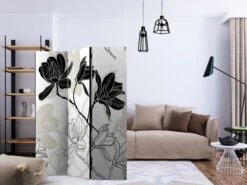 Paravent 'Flowers B&W' -Magasin De Rénovation Domiciliaire kl22692 paravents 3 teilig schwarz weiss paravent deko spanische wand modern 02